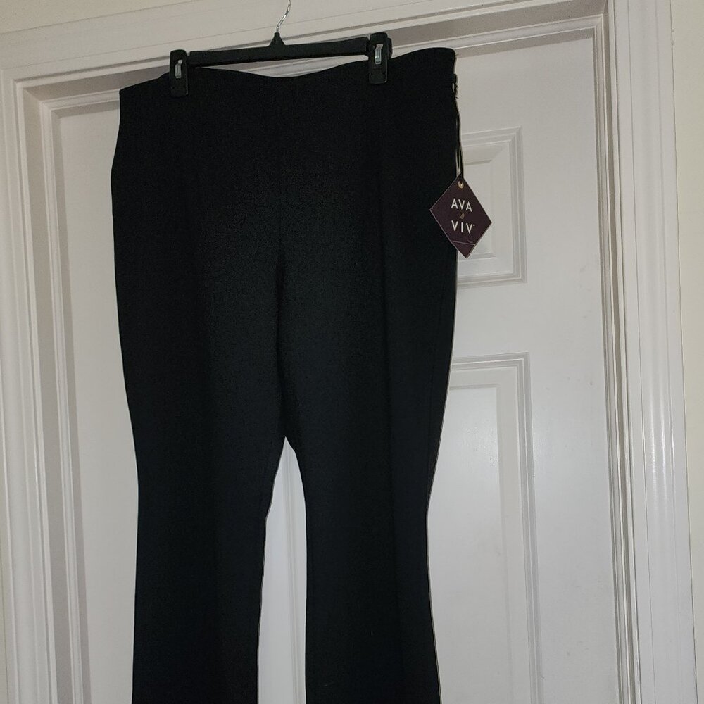 Ava & Viv Pull on Flared Bottom Black Dress Pants - New Never Used